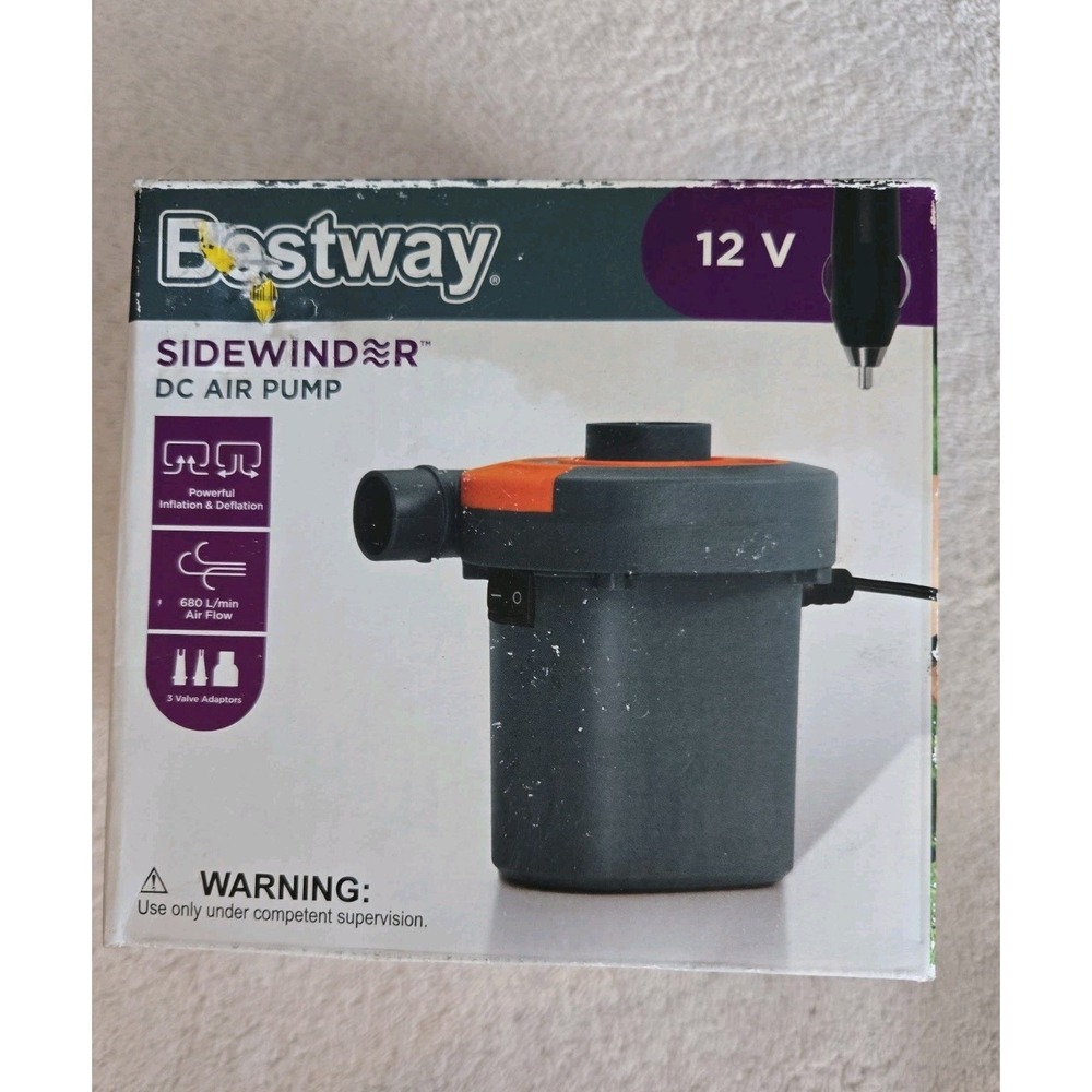 Bestway 12V Sidewinder 12v  DC Air Pump / Deflate 3 Valves adapter /  New
